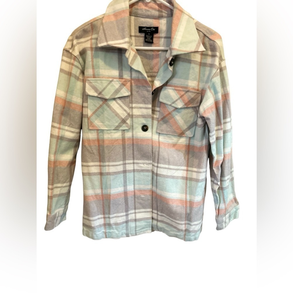 Anna Cai plaid button front shaket top size S - Picture 2 of 9